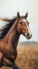 Obraz premium Elegance in motion a galloping horse in soft minimalist style