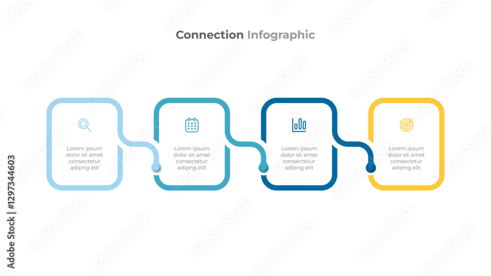 Poster modern connection infographic template. timeline process with 4 steps or options. ideal for business