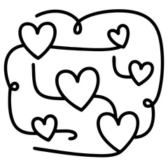 doodle love line art coquette style love alphabet clipart hand drawn black and white outline
