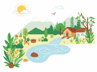 Zero Waste Habits: Eco-Friendly Living Tips Vector Illustration