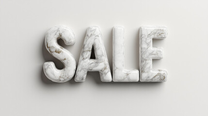 Marble letters spelling sale on a neutral background emphasizing special offers in retail environments
