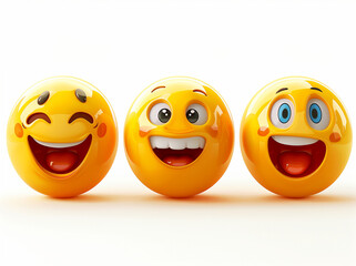 30 emoji smiley faces with various emotions on white background - Artwork of 30 emoji smiley faces displaying different emotions against white background