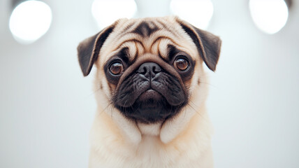 Pug on a White Background
