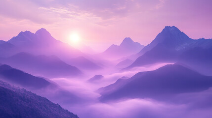 Obraz premium Serene sunrise over majestic mountains nature landscape cloudy environment panoramic view