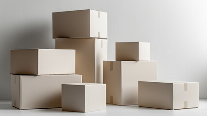 Obraz premium Carton Boxes on a White Background 