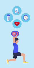 Vector illustration about exercise, wellness and body care, health and mind, healthy lifestyle