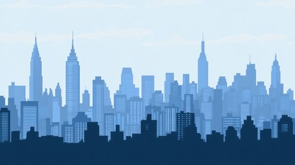 Silhouetted NYC Skyline at Dawn.  Use Stock Photo