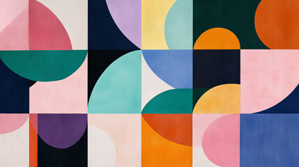 Vibrant geometric abstract background with colorful overlapping shapes, modern artistic texture, and dynamic angular composition for digital design, branding, and creative projects