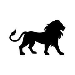 a majestic lion silhouette in a profile view, displaying its powerful stance and imposing mane vector illustration