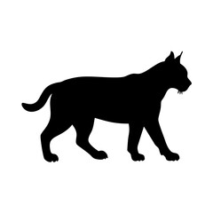 Obraz premium a sleek black silhouette of a lynx walking on isolated background vector illustration