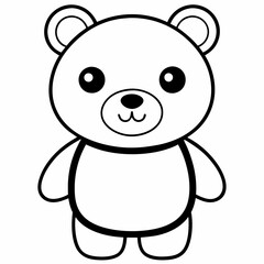 Obraz premium a cute cartoon teddy bear with a sweet face, with dark eyes, small nose and a gentle smile vector illustration