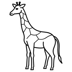 Obraz premium a giraffe in a simple black and white line art style, perfect for illustrations and graphic designs vector illustration