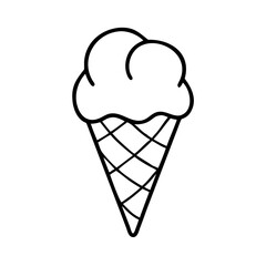 a simple outline drawing of an ice cream cone, perfect for various design uses, vector illustration