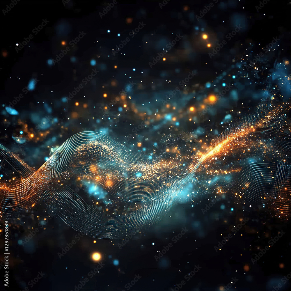 Poster dynamic digital waves abstract space background graphic cosmic environment close-up viewpoint visual