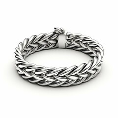 Naklejka premium Elegant silver bracelet cut out, showcasing its shine and style against a white backdrop for clarity and focus.