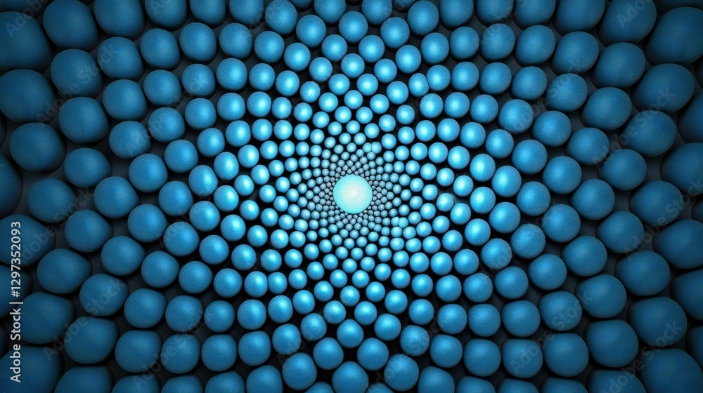 Poster experience the allure of a navy backdrop adorned with abstract blue dots, creating a mesmerizing wav