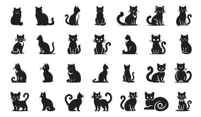 Sitting black cat silhouette, cat illustration, cute cat silhouette vector illustration, cat logo vector, cat clipart, cat vector