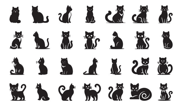 Sitting black cat silhouette, cat illustration, cute cat silhouette vector illustration, cat logo vector, cat clipart, cat vector