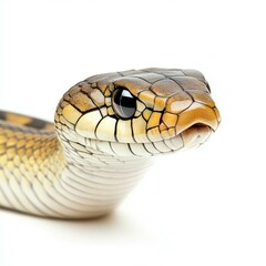 A striking image of a cobra, showcasing its intense stare and intricate scale patterns, ideal for nature lovers.