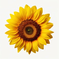 Fototapeta premium Bright and bold, this dicut sunflower features vivid yellow petals that contrast beautifully with its dark center on a white backdrop.
