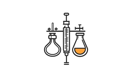Line Art Illustration: Scientific Lab Equipment Setup AI Generated