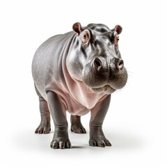 Fototapeta premium A vibrant, detailed diecut of a hippo, perfect for creative projects, showcasing its charm on a sleek white backdrop.