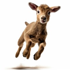 Fototapeta premium A whimsical lamb with a cheeky grin and lively legs, perfect for adding a touch of fun to any project