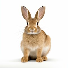 Fototapeta premium A cute rabbit silhouette, perfectly cut out and set against a crisp white background, ideal for design projects.