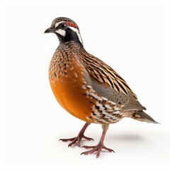 Fototapeta premium Elegant di cut of a quail, showcasing its unique features against a clean white backdrop for a striking visual impact.