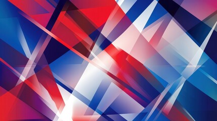 Abstract Red and Blue Piece Featuring Geometric Lines for Independence Day