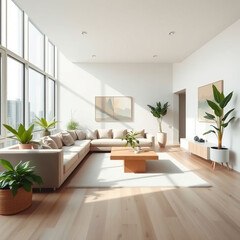 Modern luxury apartment interior in minimal scandinavian style