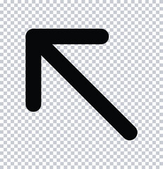 Diagonal Up-Left Arrow Icon – Navigation, Direction, and Return Symbol Vector on Transparent Background