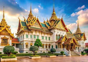 Obraz premium AI-enhanced minimalist view of Bangkok's Grand Palace.