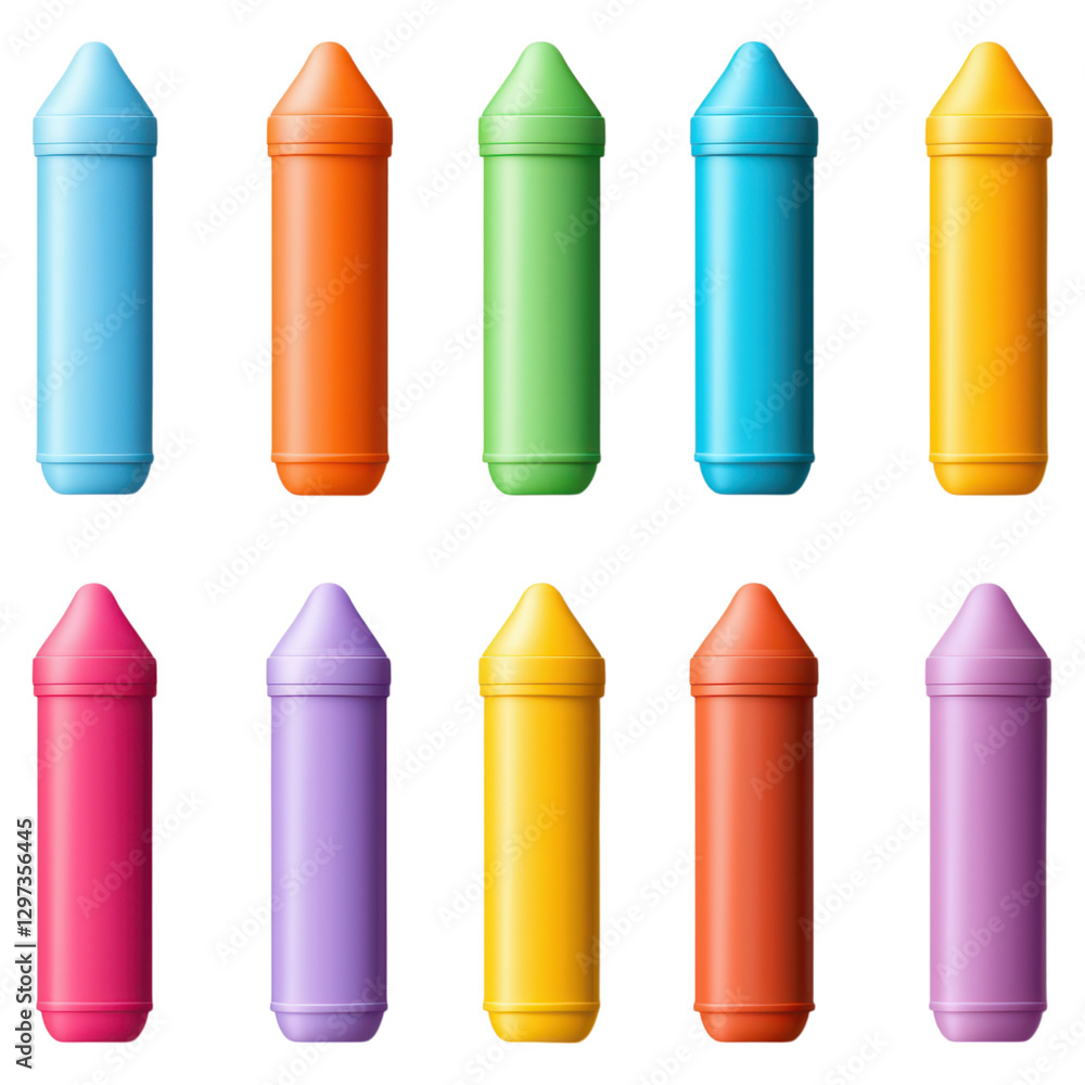 Poster colorful highlighter set with chisel tips in bright colors , isolated on transparent background
