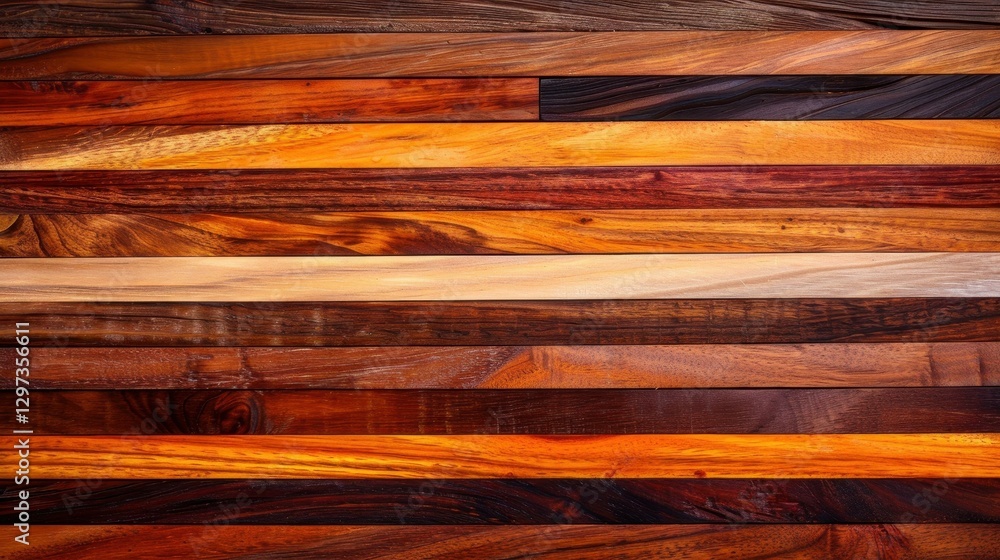 Aufkleber an array of exotic woods displayed in vertical strips, showcasing the rich textures and colors of na