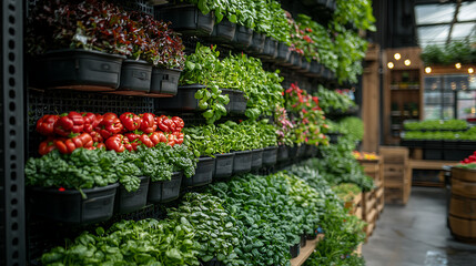 Vertical Hydroponic Farming Fresh Herbs, Peppers, and Greens