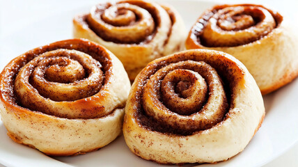 Fototapeta premium Cinnamon Buns on White Plate 