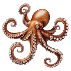 Fototapeta premium Intricate giant octopus with spread tentacles and texture , isolated on transparent background