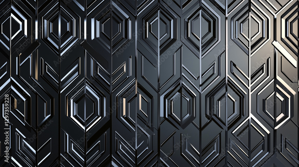 Aufkleber image shows a repeating pattern of dark grey, metallic hexagons with a shiny, embossed texture.