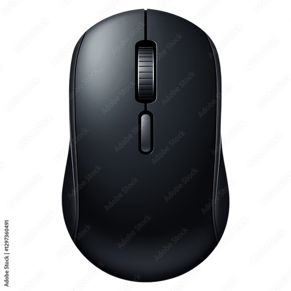 Poster Wireless mouse with ergonomic shape and smooth surface , isolated on transparent background
