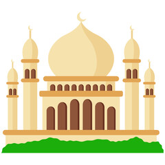 Mosque with a large dome and minarets.