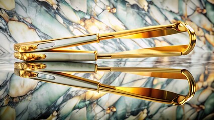Artistic Still Life Photography of Tongs with Glass Surface Reflections