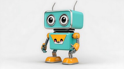 Cheerful Teal Retro Robot: A 3D Rendered Design AI Generated