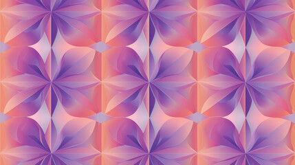 Abstract Purple and Orange Floral Geometric Seamless Pattern Design
