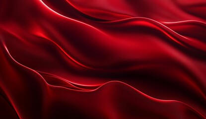 Obraz premium Abstract red fabric drapes, dynamic waves, dark background, design element
