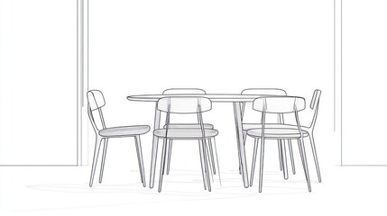 Interior Sketch of Dining Set