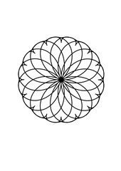 Complex rotationally symmetrical grid in the shape of a flower, modern abstract art

