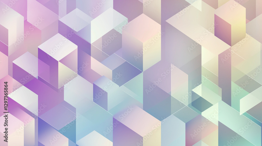 Aufkleber a seamless pattern of pastelcolored hexagonal cubes creates an iridescent, abstract background