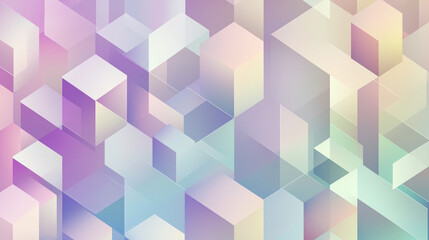 A seamless pattern of pastelcolored hexagonal cubes creates an iridescent, abstract background