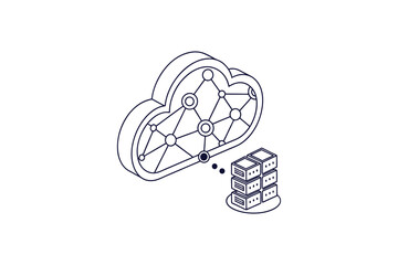 line art vector of a cloud with interconnected nodes